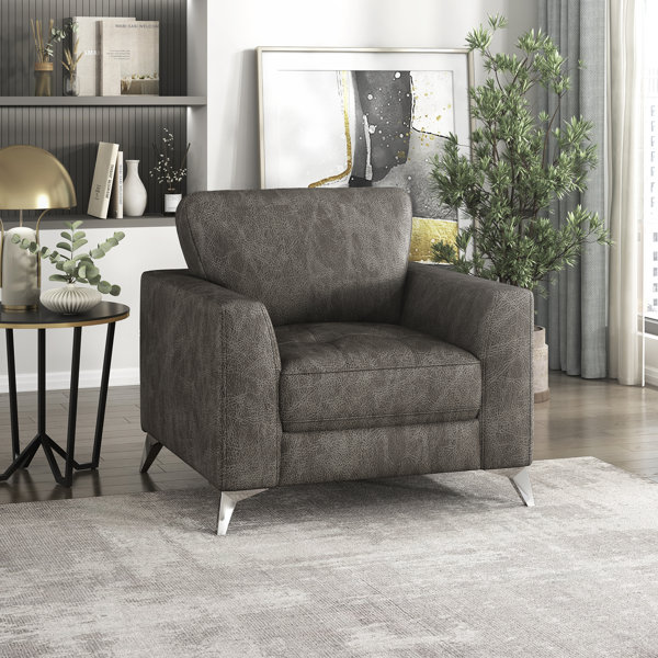 Wrought Studio Ajak 37"W Microfiber Living Room Chair Wayfair